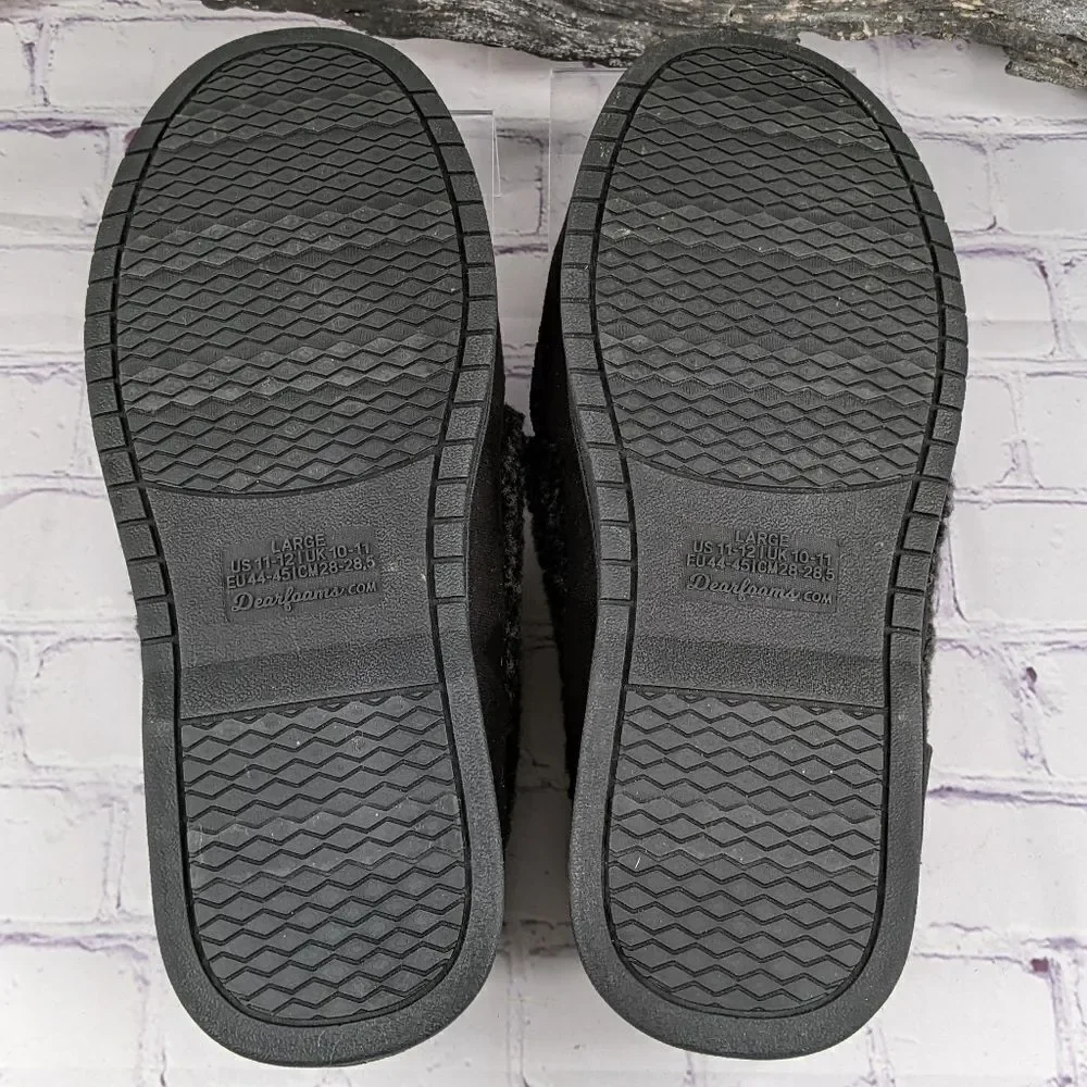 NIB Dearfoams Eli Microsuede Moccasin Slipper w/ Whipstitch - Size Large (11-12)